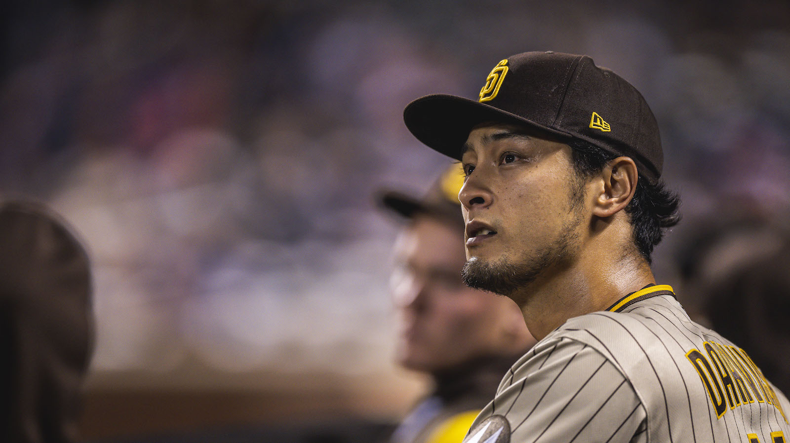 NEW YORK, NY - APRIL 10: Yu Darvish #11 of the San Diego Padres looks out at the field in the third inning against the New York Mets at Citi Field on April 10, 2023 in New York City.
