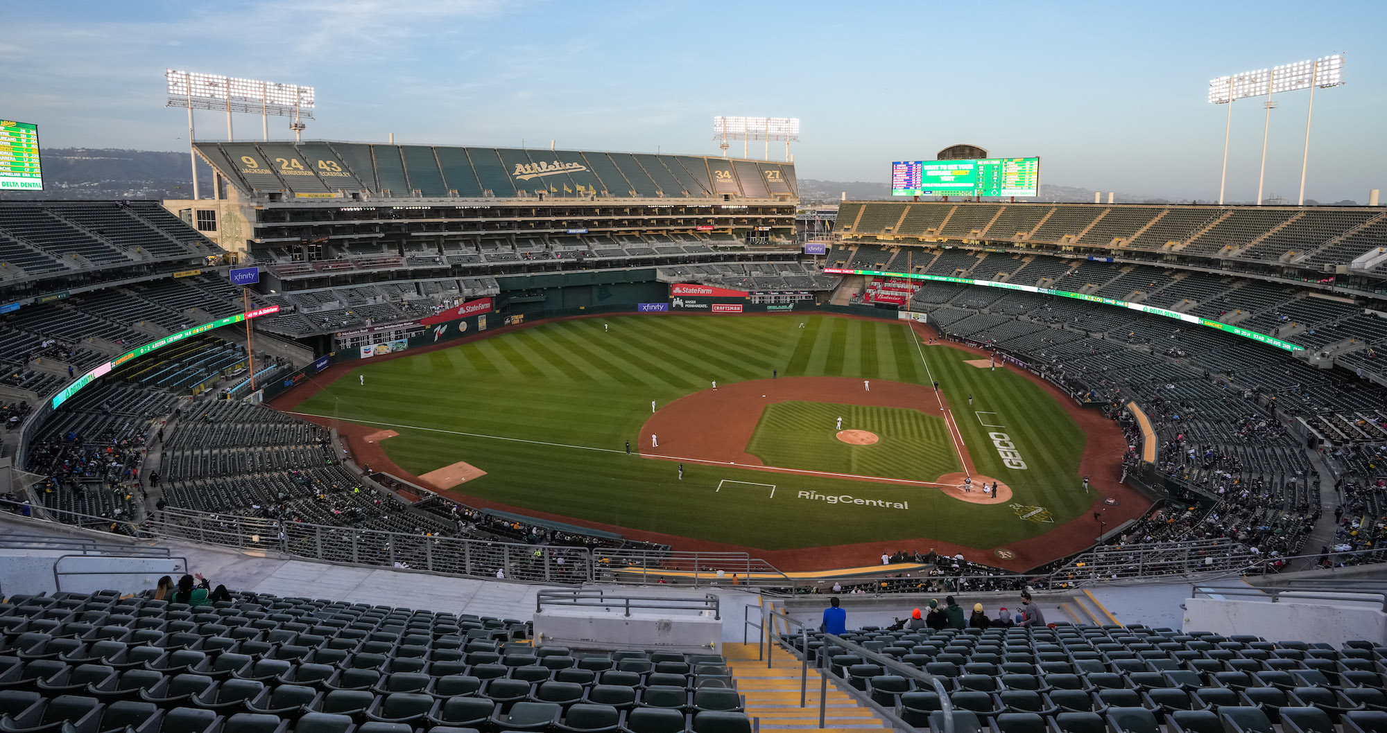 OAKLAND, CALIFORNIA - MAY 17: A general view during a game between the Minnesota Twins and Oakland Athletics on May 17, 2022 at RingCentral Coliseum in Oakland, California. (Photo by Brace Hemmelgarn/Minnesota Twins/Getty Images) *** Local Caption ***