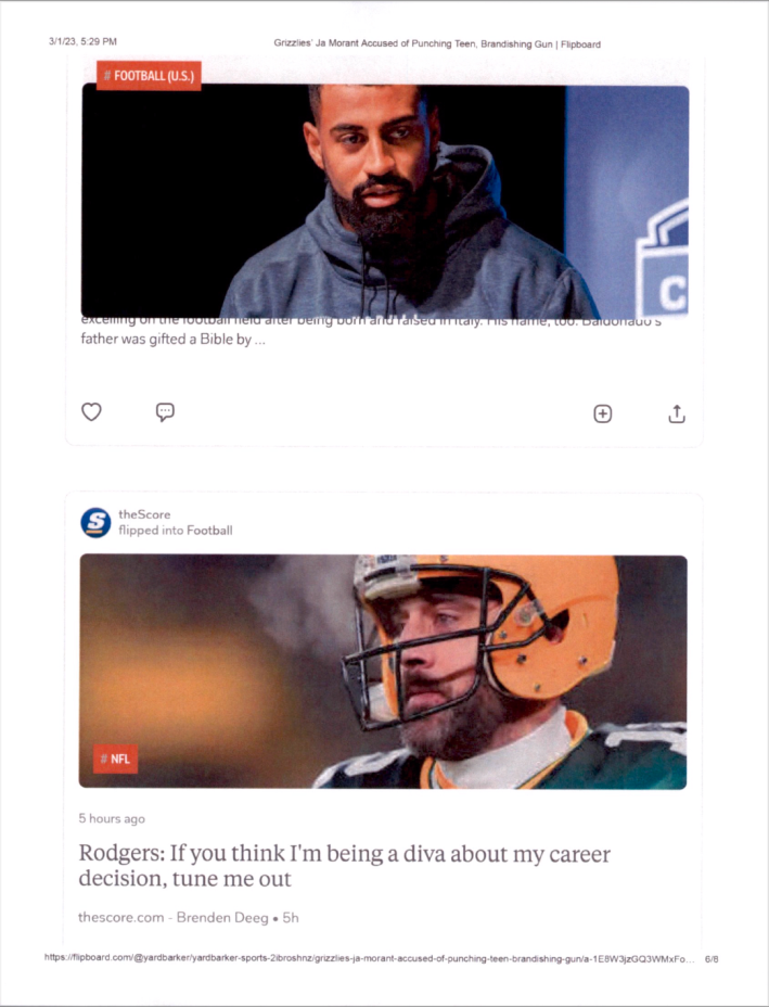 Page 33 shows Aaron Rodgers in a Packers uniform and a paraphrased quote: "If you think I'm being a diva about my career decision, tune me out."