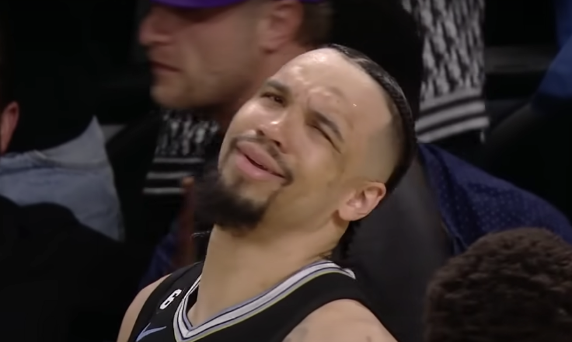 Dillon Brooks pulls a face after being ejected.