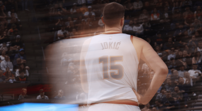 Denver's Nikola Jokic, with motion blur