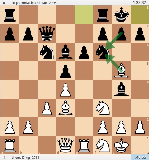 Bishop takes knight on f6; Pawn takes bishop on f6
