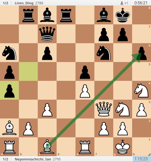 Pawn takes on a4; Bishop takes on h6