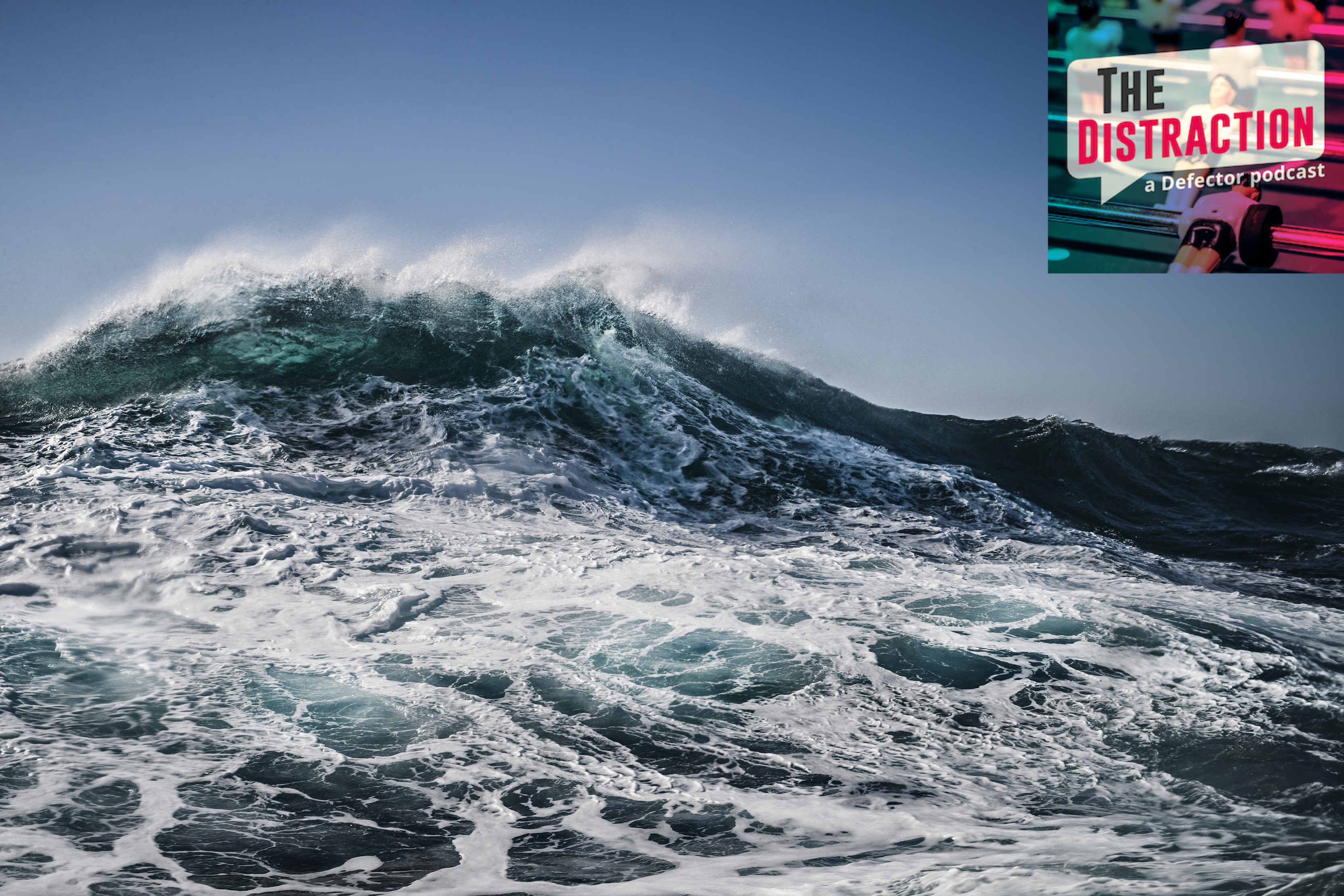 Waves crashing on the open ocean.