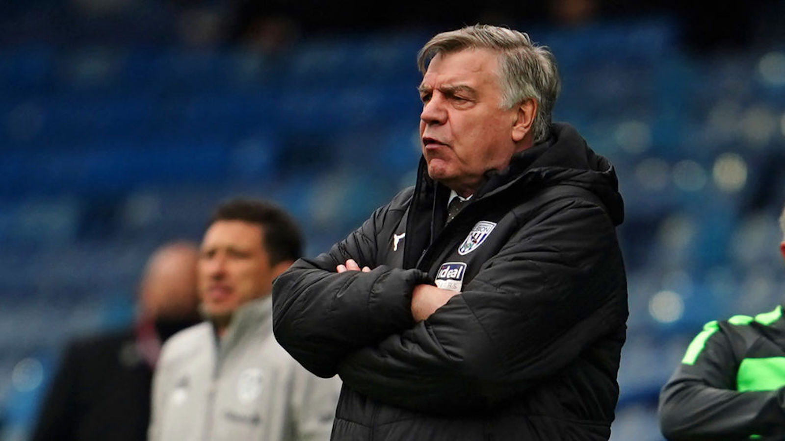 West Bromwich Albion's English head coach Sam Allardyce looks on during the English Premier League football match between Leeds United and West Bromwich Albion at Elland Road in Leeds, northern England on May 23, 2021. - RESTRICTED TO EDITORIAL USE. No use with unauthorized audio, video, data, fixture lists, club/league logos or 'live' services. Online in-match use limited to 120 images. An additional 40 images may be used in extra time. No video emulation. Social media in-match use limited to 120 images. An additional 40 images may be used in extra time. No use in betting publications, games or single club/league/player publications. (Photo by Jon Super / POOL / AFP) / RESTRICTED TO EDITORIAL USE. No use with unauthorized audio, video, data, fixture lists, club/league logos or 'live' services. Online in-match use limited to 120 images. An additional 40 images may be used in extra time. No video emulation. Social media in-match use limited to 120 images. An additional 40 images may be used in extra time. No use in betting publications, games or single club/league/player publications. / RESTRICTED TO EDITORIAL USE. No use with unauthorized audio, video, data, fixture lists, club/league logos or 'live' services. Online in-match use limited to 120 images. An additional 40 images may be used in extra time. No video emulation. Social media in-match use limited to 120 images. An additional 40 images may be used in extra time. No use in betting publications, games or single club/league/player publications.