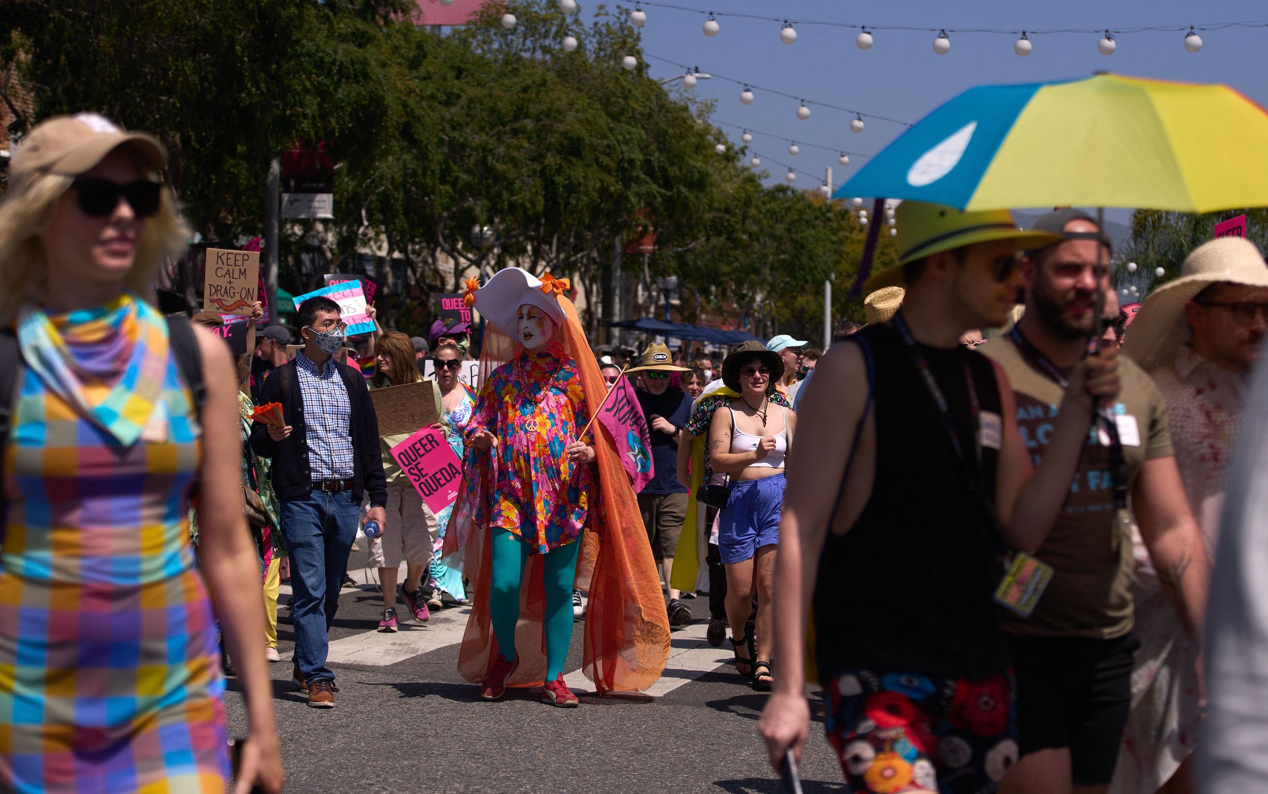 A member of the Los Angeles Sisters of Perpetual Indulgence participates in a Pride event.