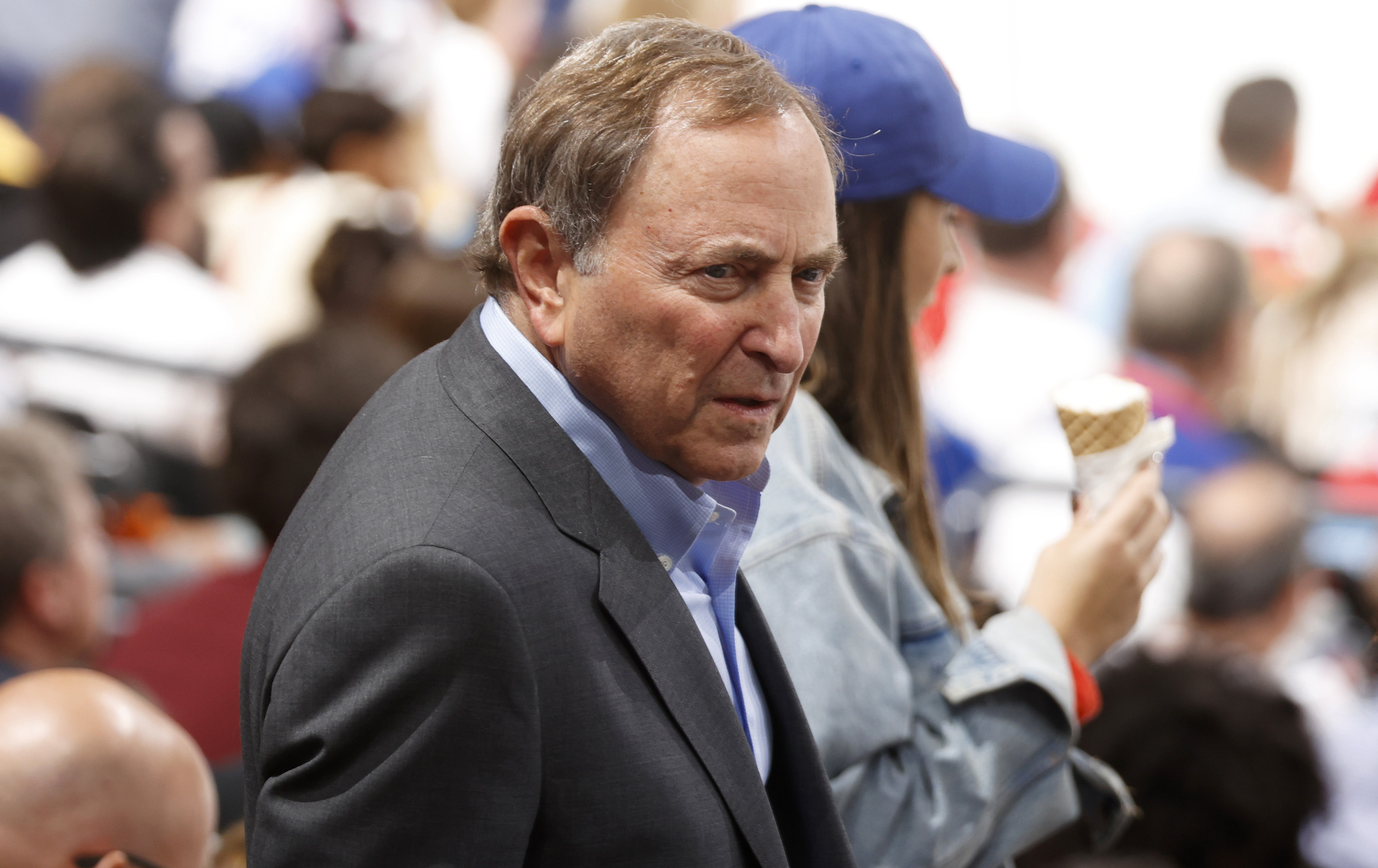 SUNRISE, FLORIDA - FEBRUARY 03: NHL commissioner Gary Bettman attends the 2023 NHL All-Star Skills Competition at FLA Live Arena on February 03, 2023 in Sunrise, Florida. (Photo by Joel Auerbach/Getty Images)