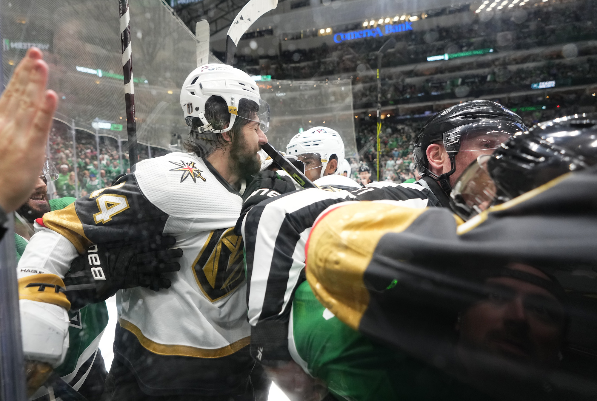 DALLAS, TEXAS - MAY 23: in Game Three of the Western Conference Final of the 2023 Stanley Cup Playoffs at American Airlines Center on May 23, 2023 in Dallas, Texas. (Photo by Jeff Bottari/NHLI via Getty Images)