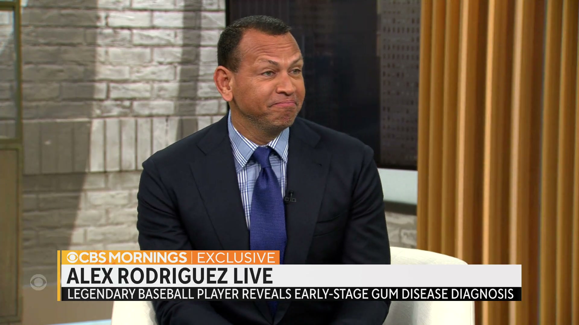 A Rod on TV talking about gum disease