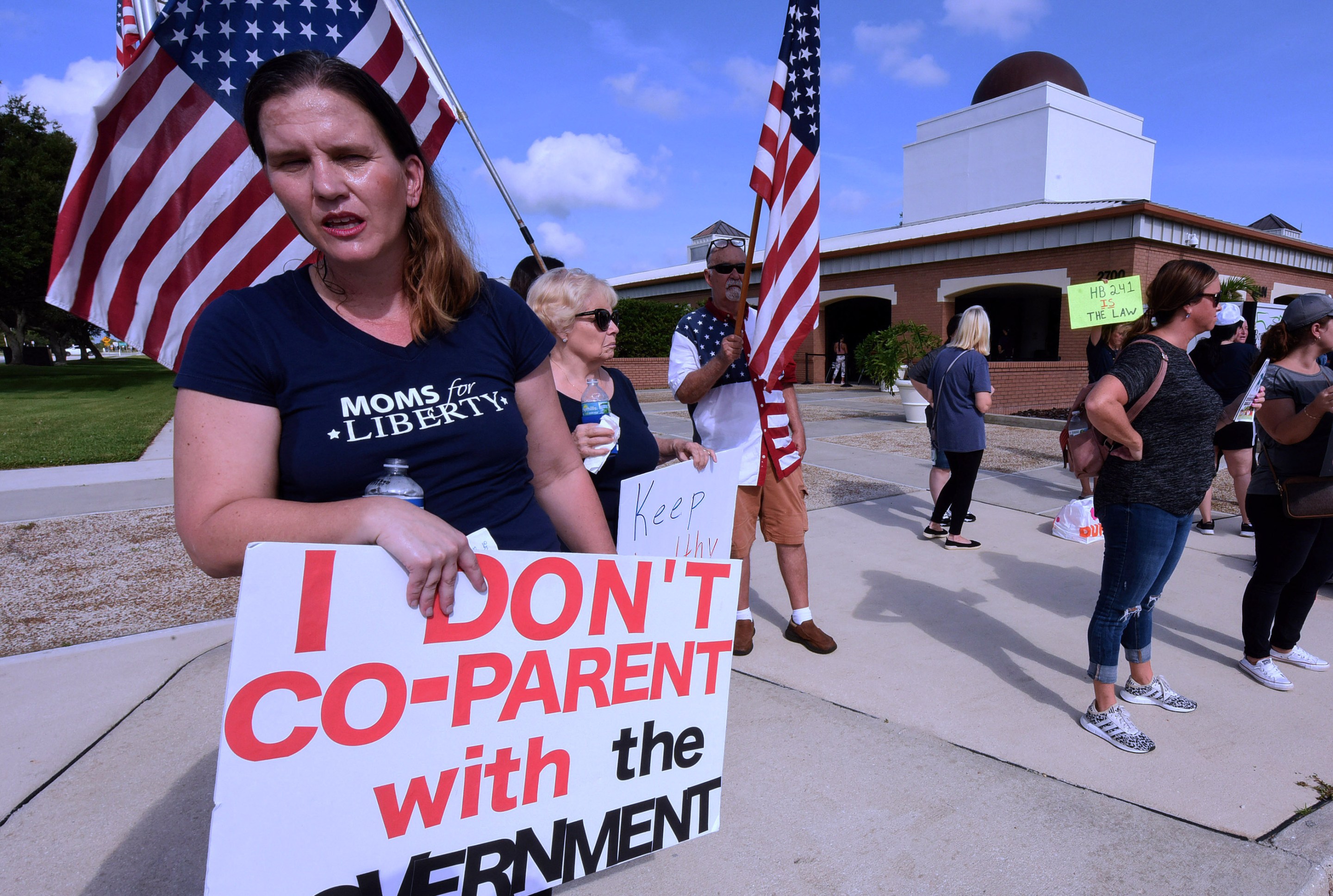 Moms For Liberty activists rally against COVID mask mandates in Viera, Fl. in June of 2023.