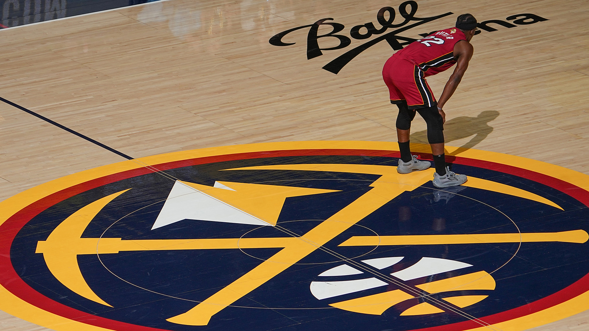 Jimmy Butler #22 of the Miami Heat looks on during the game during Game Five of the 2023 NBA Finals on June 12, 2023 at the Ball Arena in Denver, Colorado.