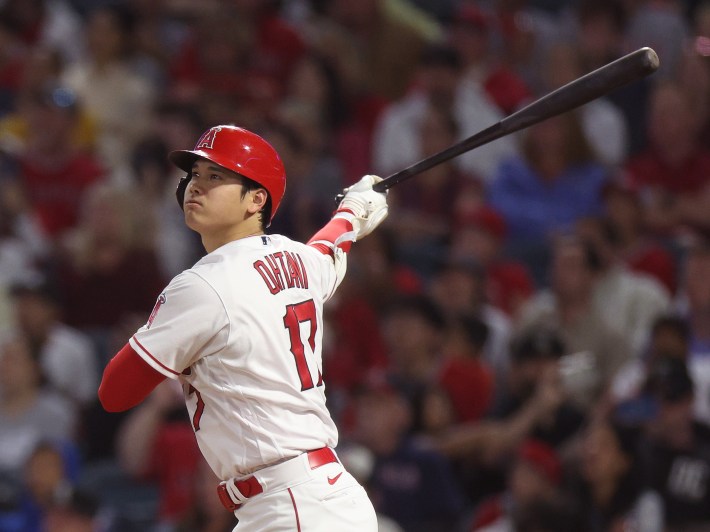 Download Shohei Ohtani Batting In Action Wallpaper