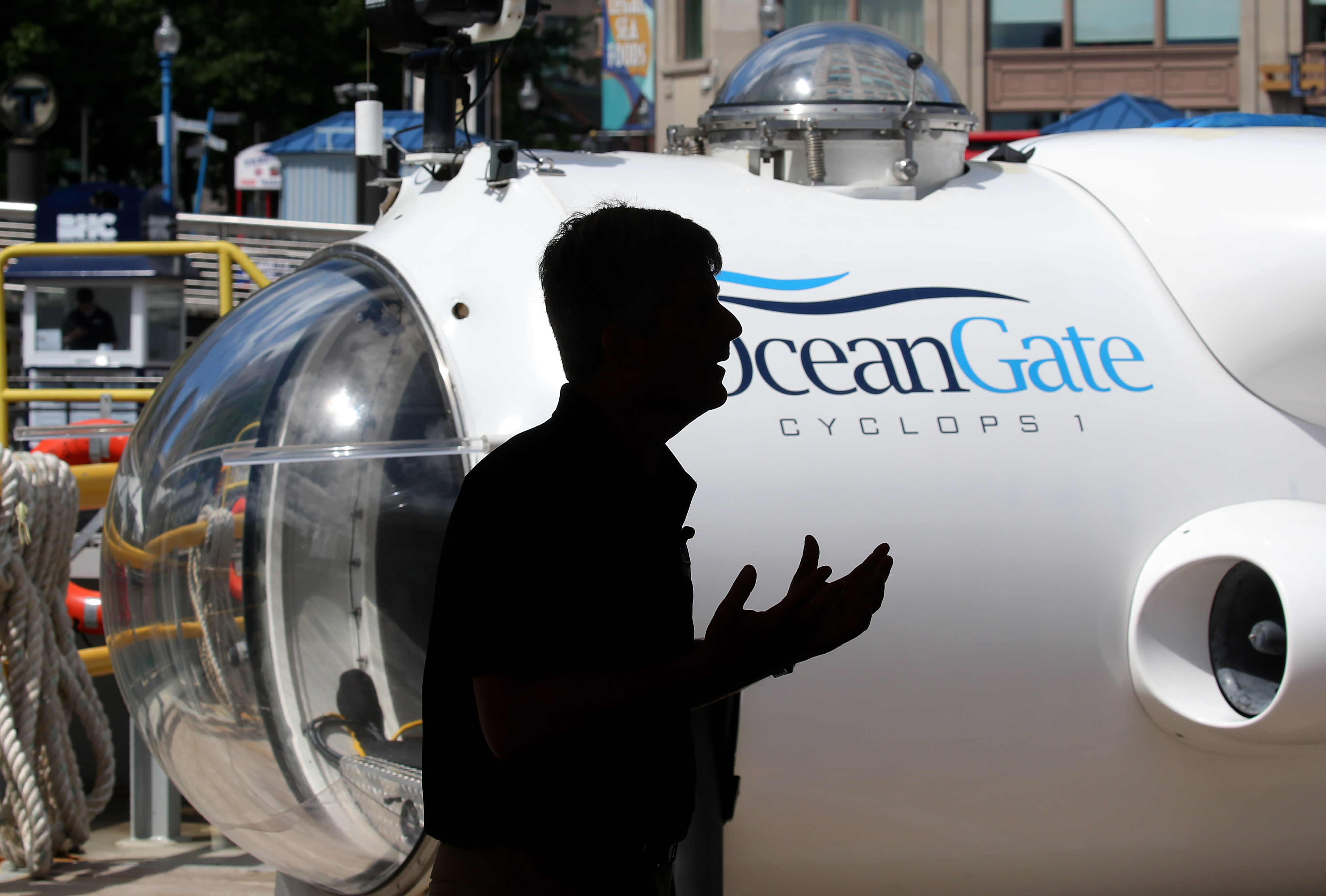 Stockton Rush, OceanGates chief executive, spoke at a press conference said during a press conference next to the Cyclops 1, a five-person sub that is different from the one used in the Titanic expedition