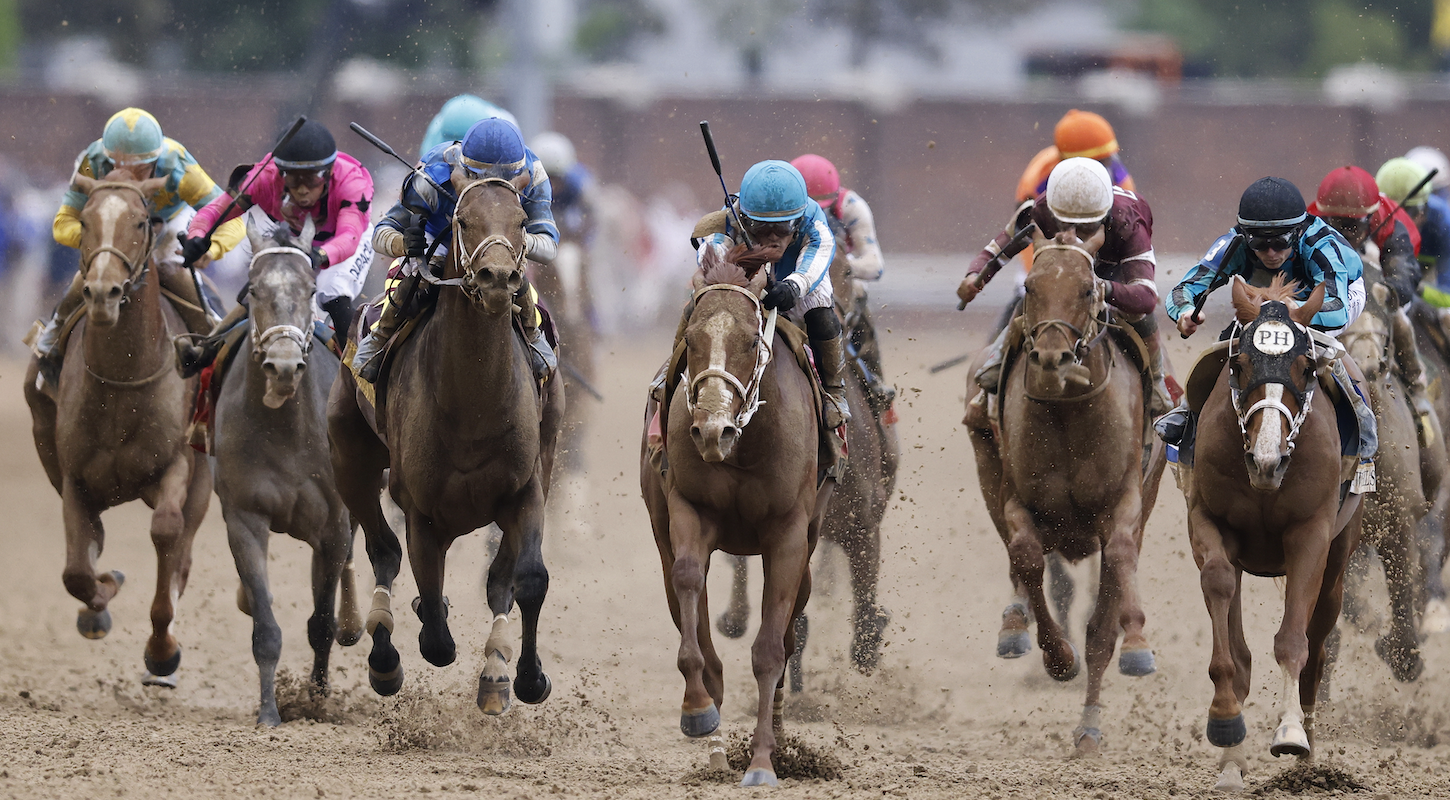 Horses race in the 2023 Kentucky Derby at Churchill Downs