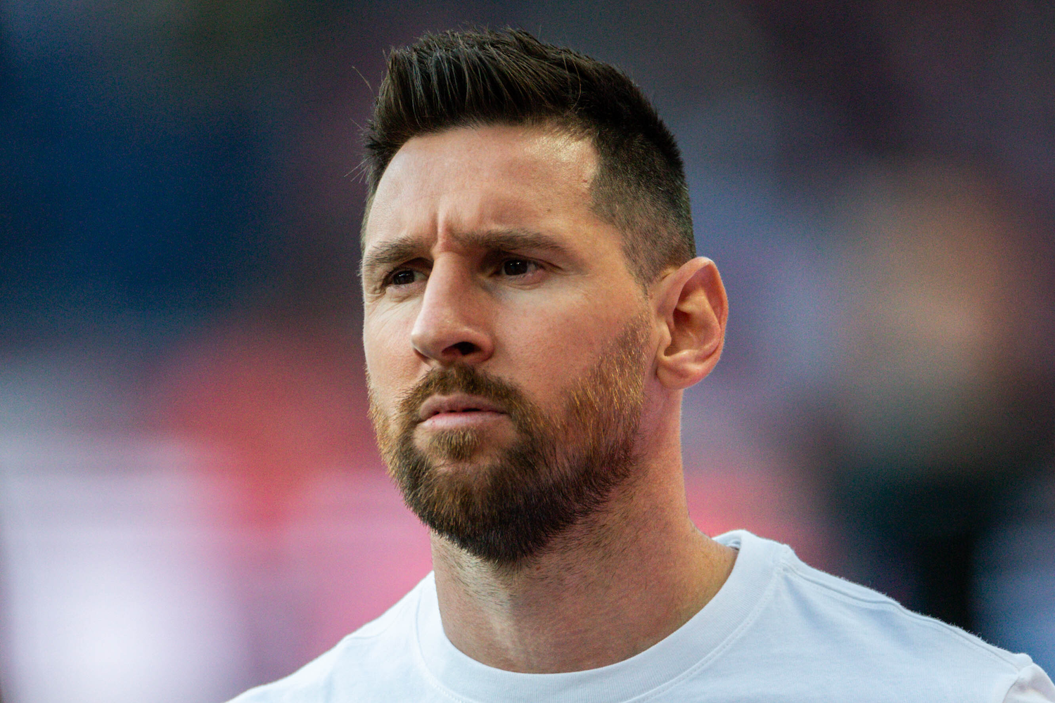 Lionel Messi, looking unhappy
