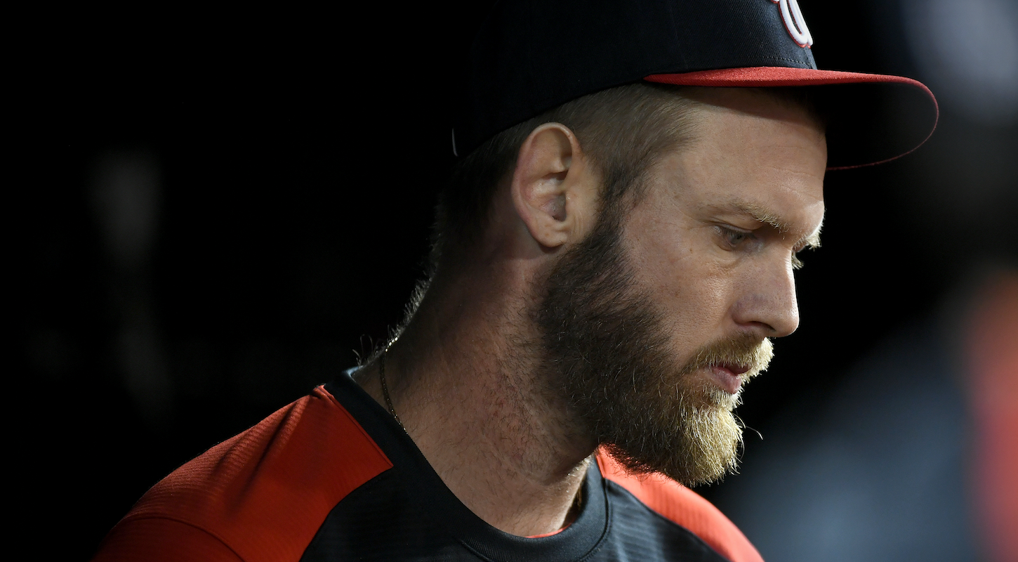 Stephen Strasburg of the Washington Nationals, looking sad