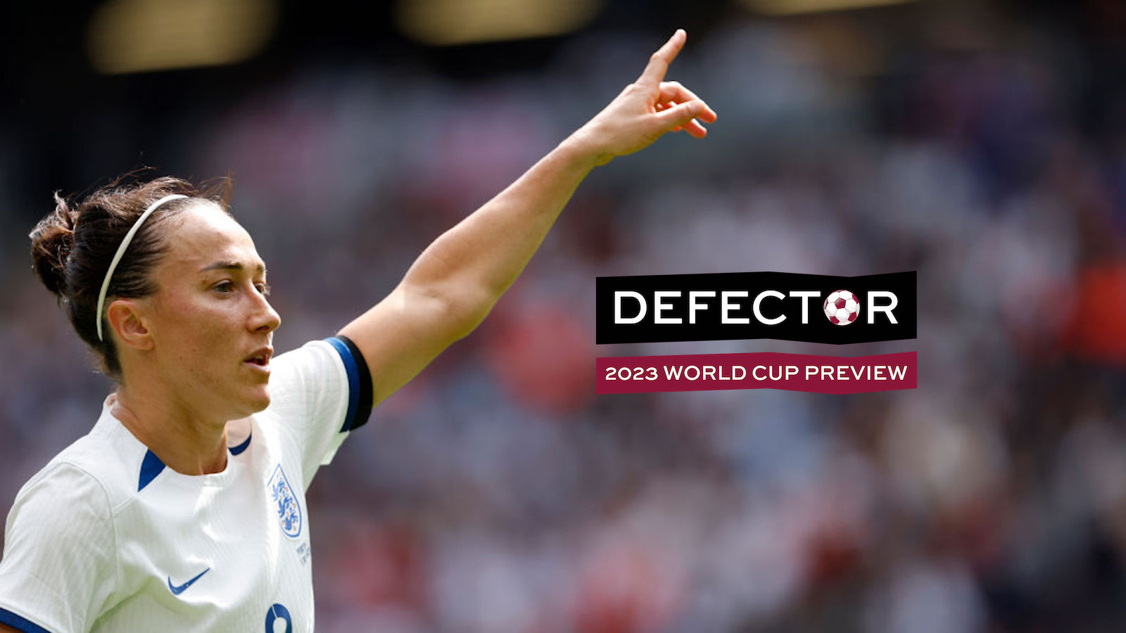 MILTON KEYNES, ENGLAND - JULY 01: Lucy Bronze of England pointing during the Women's International Friendly match between England and Portugal at Stadium MK on July 01, 2023 in Milton Keynes, England.