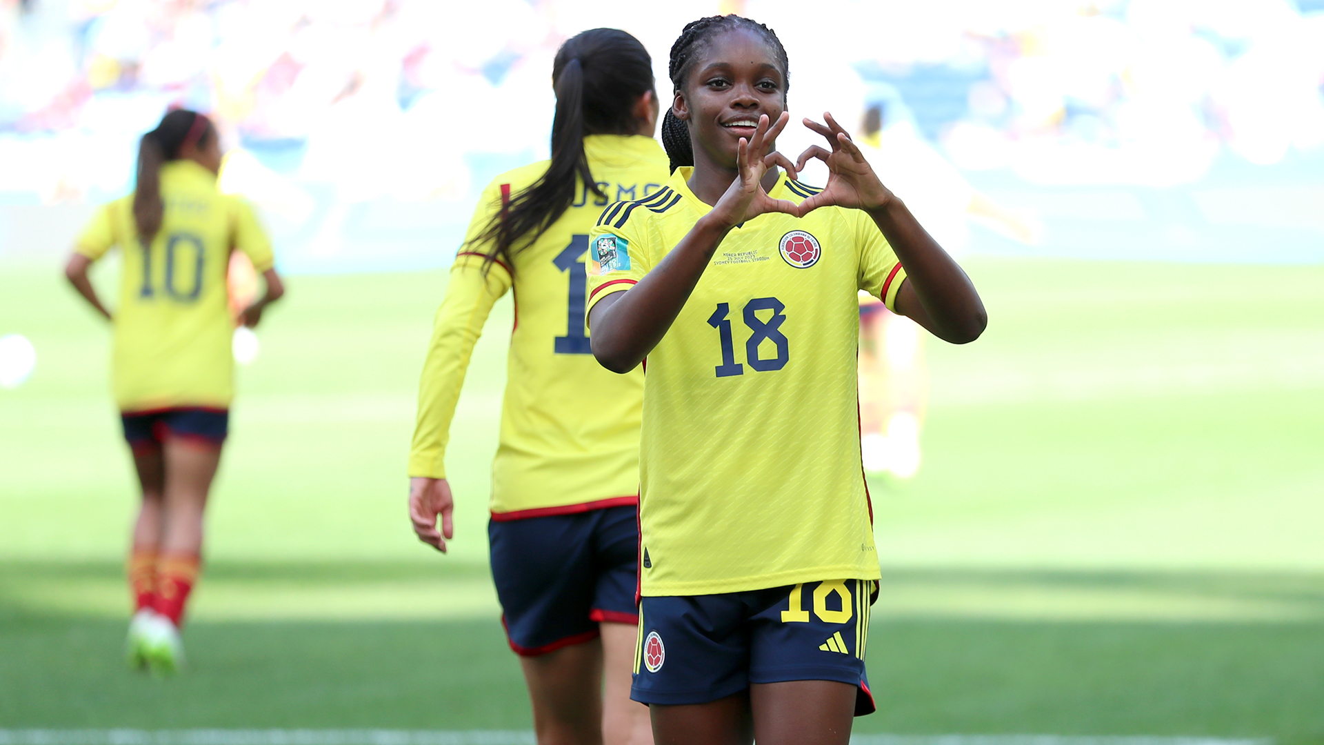 Linda Lizeth Caicedo Alegria of Colombia celebrates after scoring her team's second goal during the FIFA Women's World Cup Australia &amp; New Zealand 2023 Group H match between Colombia and South Korea at Sydney Football Stadium on July 25, 2023 in Sydney, Australia.