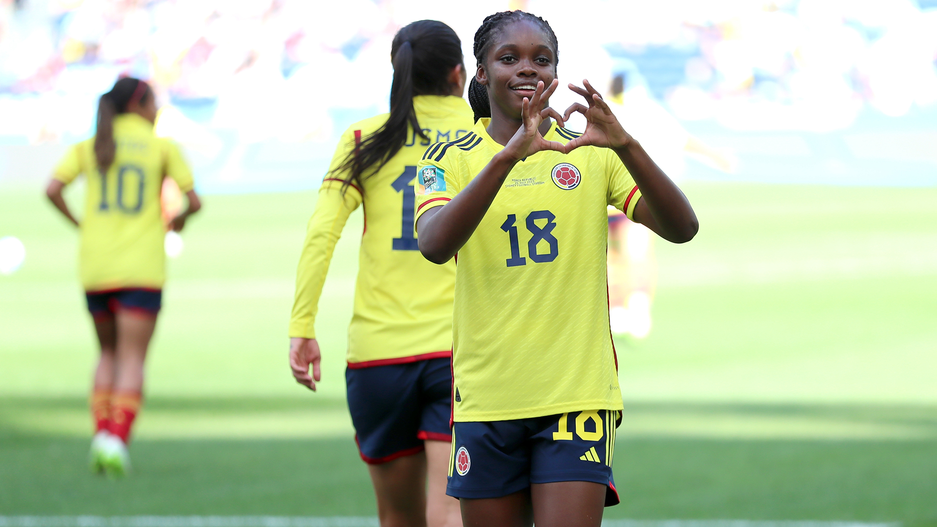Linda Lizeth Caicedo Alegria of Colombia celebrates after scoring her team's second goal during the FIFA Women's World Cup Australia & New Zealand 2023 Group H match between Colombia and South Korea at Sydney Football Stadium on July 25, 2023 in Sydney, Australia.