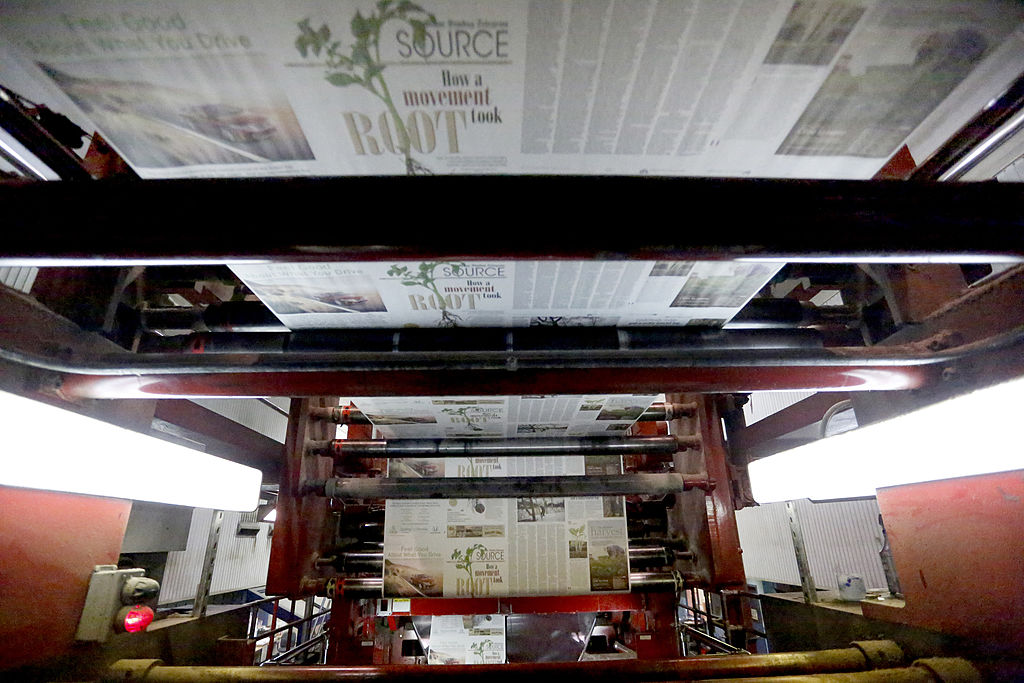 The Source printing at the Portland Press Herald printing plant in South Portland on April 3, 2014.