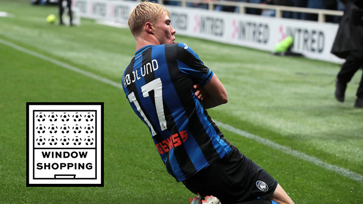 Rasmus Hojlund of Atalanta BC celebrates after scoring the team's third goal during the Serie A match between Atalanta BC and Hellas Verona at Gewiss Stadium on May 20, 2023 in Bergamo, Italy.