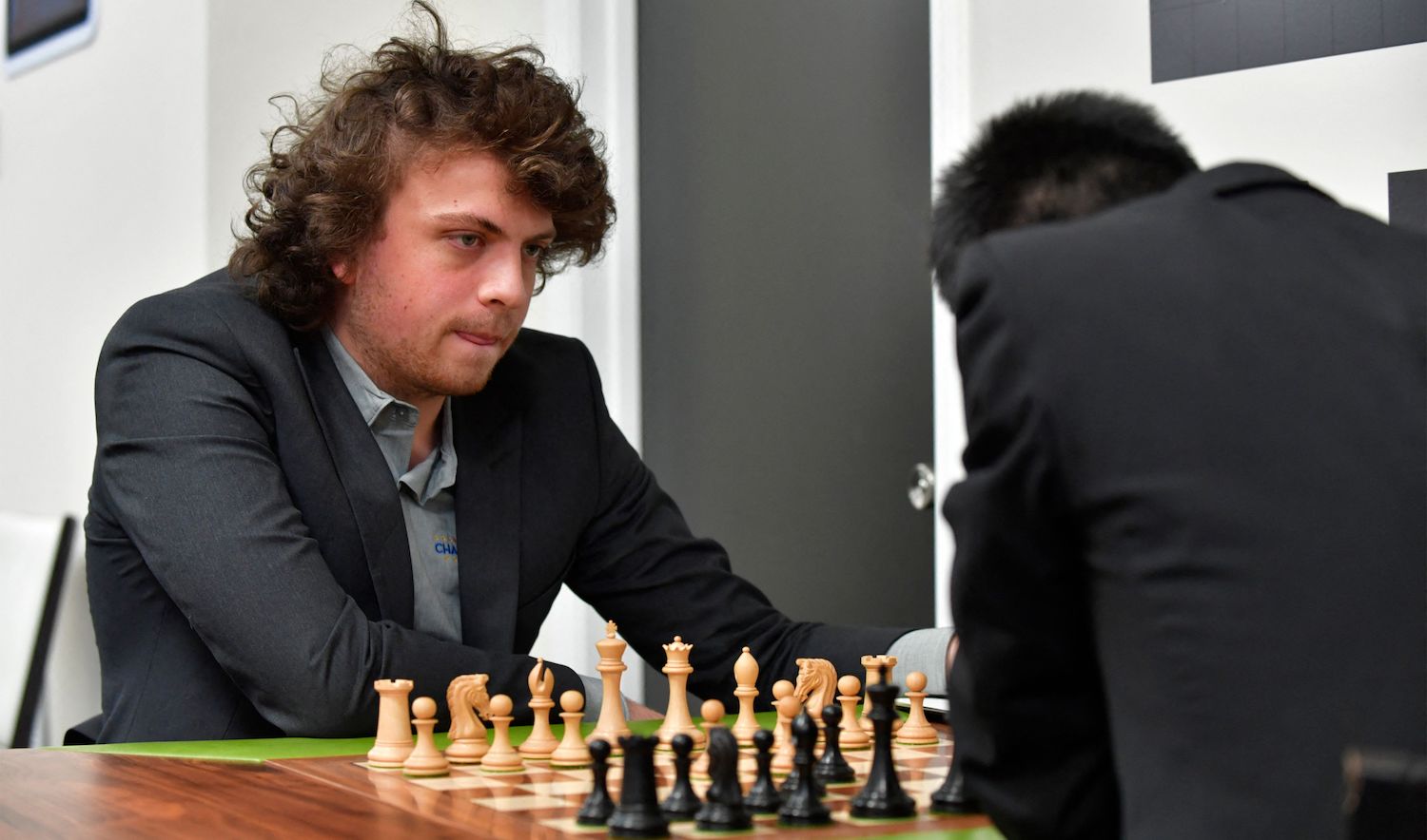 US international grandmaster Hans Niemann waits his turn to move during a second-round chess game against Jeffery Xiong on the second day of the Saint Louis Chess Club Fall Chess Classic in St. Louis, Missouri, on October 6, 2022. - Niemann said on October 5 that he "won't back down," after the chess platform chess.com reported he has "probably cheated more than 100 times" in online games. (Photo by Tim Vizer / AFP) (Photo by TIM VIZER/AFP via Getty Images)