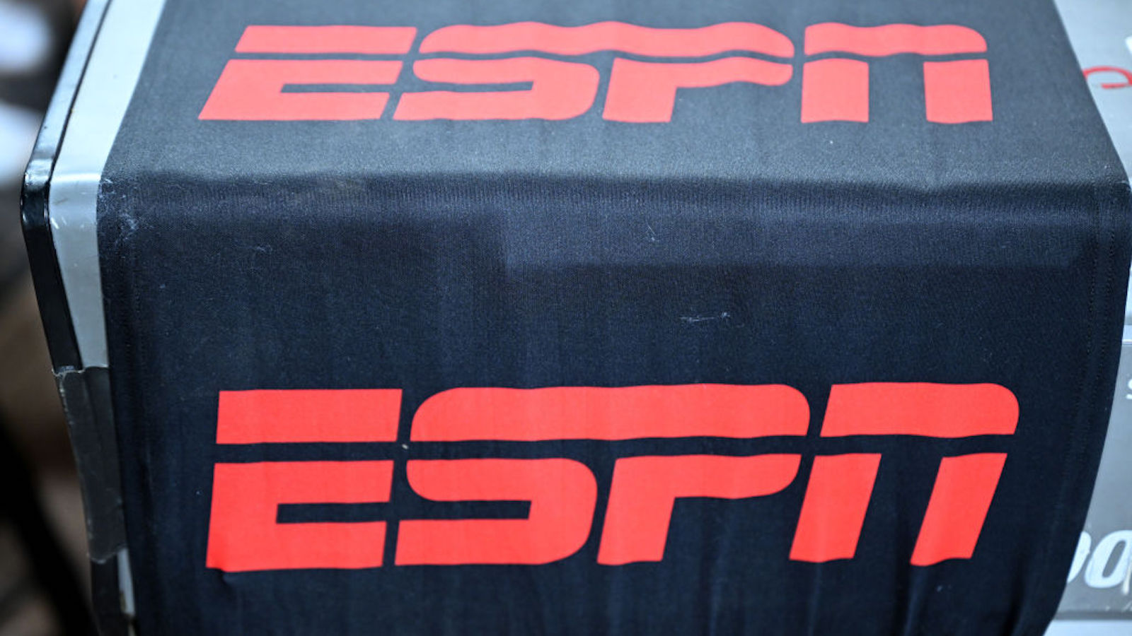 A view of the ESPN logo on a camera after the game between the Baltimore Orioles and the New York Yankees at Oriole Park at Camden Yards on July 30, 2023 in Baltimore, Maryland.