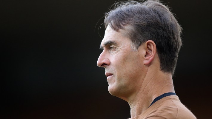Julen Lopetegui, manager of Wolverhampton Wanderers, during the pre-season friendly match between Wolverhampton Wanderers and Luton Town at Molineux on August 02, 2023 in Wolverhampton, England.