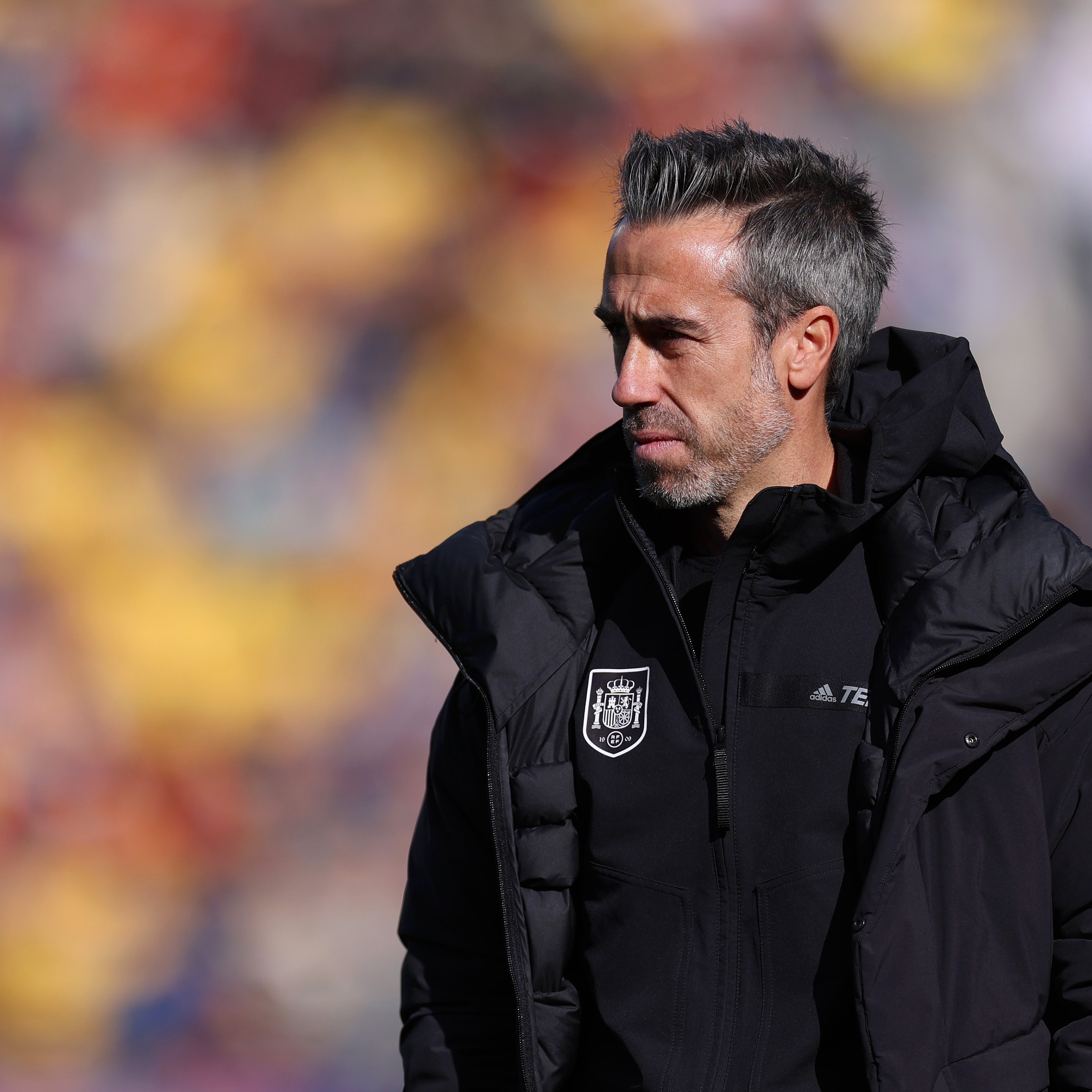 Jorge Vilda, Head Coach of Spain, looks on during the FIFA Women's World Cup Australia &amp; New Zealand 2023 Quarter Final match between Spain and Netherlands at Wellington Regional Stadium on August 11, 2023 in Wellington / Te Whanganui-a-Tara, New Zealand. (Photo by Katelyn Mulcahy - FIFA/FIFA via Getty Images)