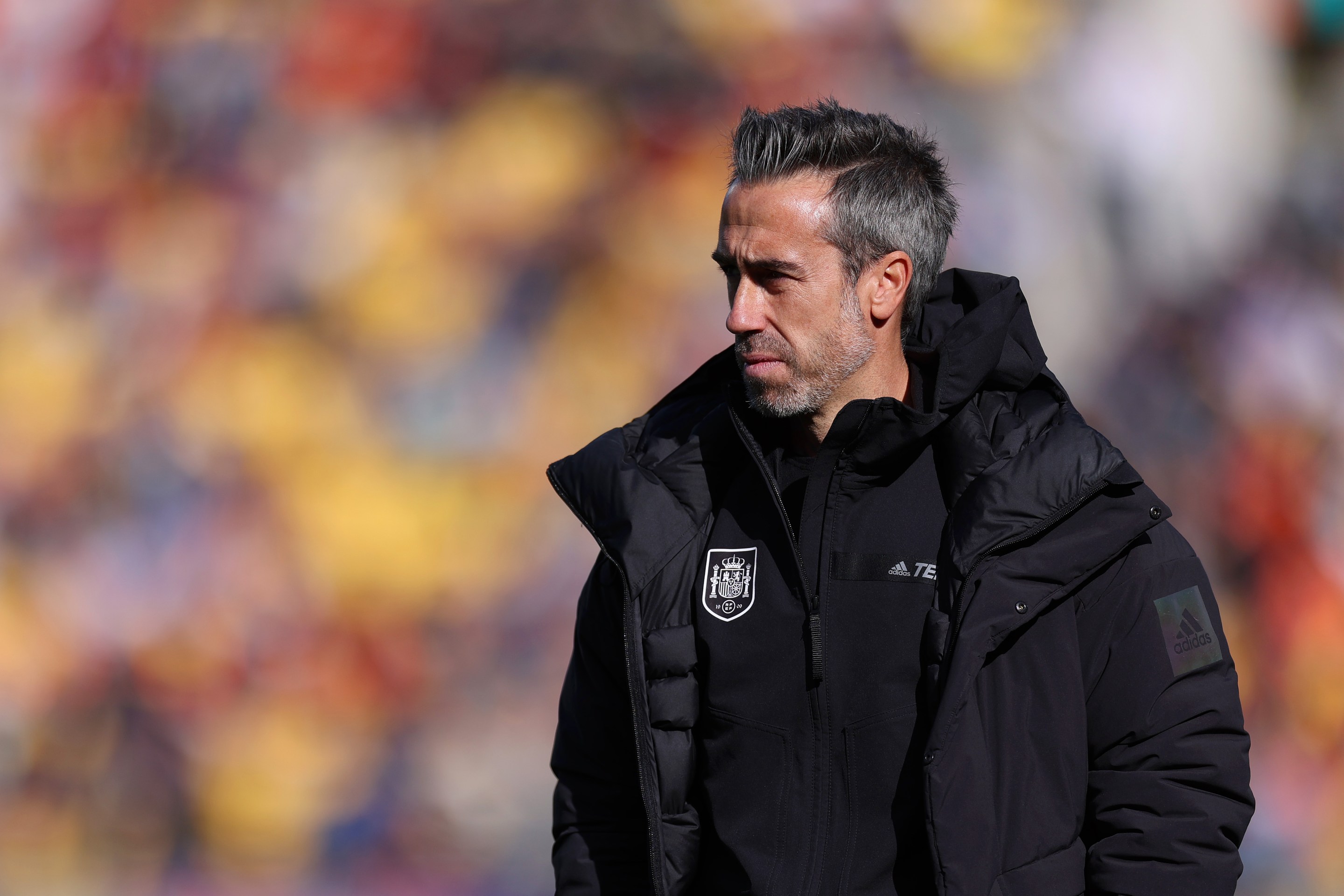 Jorge Vilda, Head Coach of Spain, looks on during the FIFA Women's World Cup Australia &amp; New Zealand 2023 Quarter Final match between Spain and Netherlands at Wellington Regional Stadium on August 11, 2023 in Wellington / Te Whanganui-a-Tara, New Zealand. (Photo by Katelyn Mulcahy - FIFA/FIFA via Getty Images)