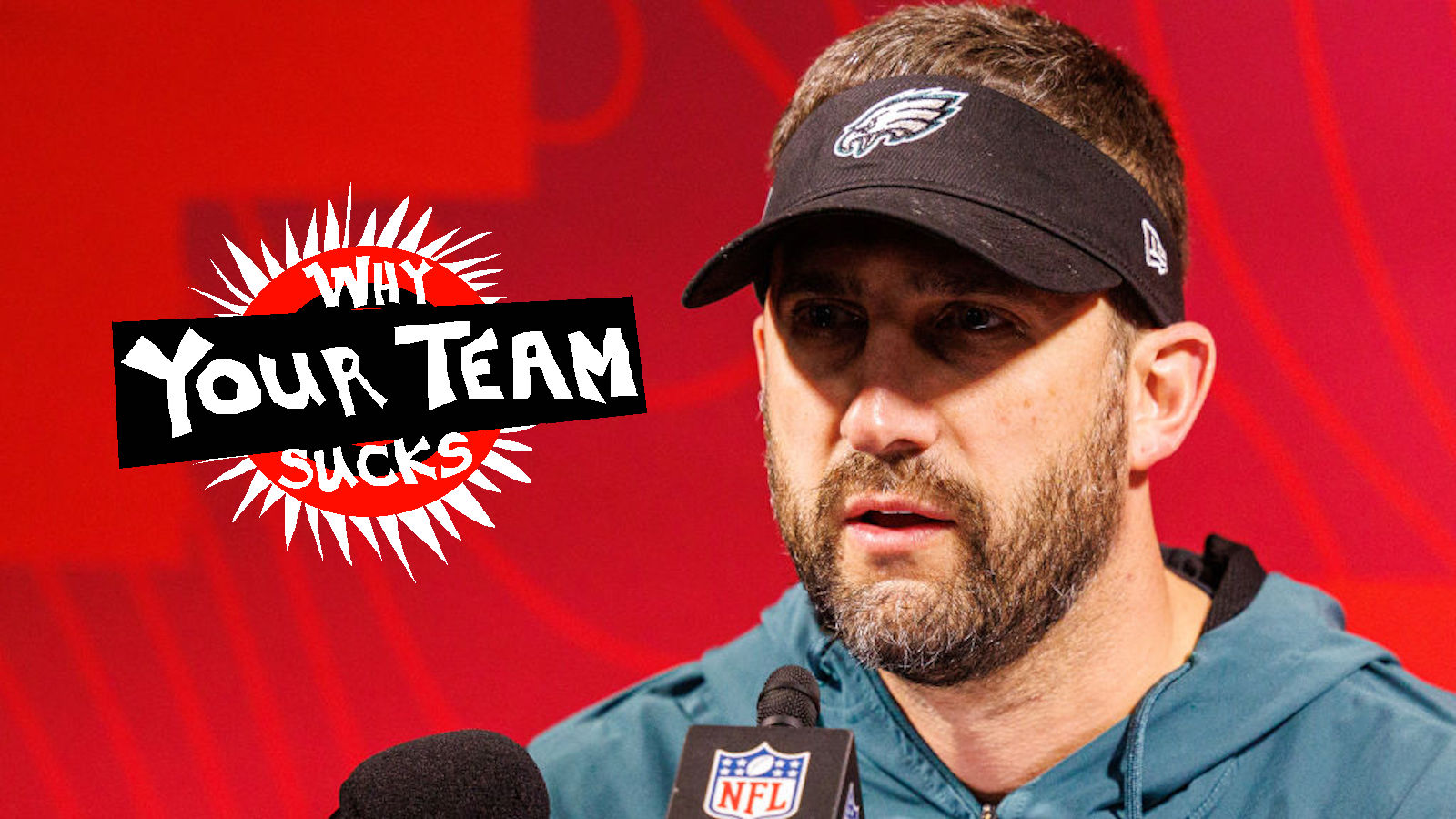 Philadelphia Eagles head coach Nick Sirianni speaks in a post-game interview after Super Bowl LVII between the Philadelphia Eagles and the Kansas City Chiefs on Sunday, February 12th, 2023 at State Farm Stadium in Glendale, AZ.
