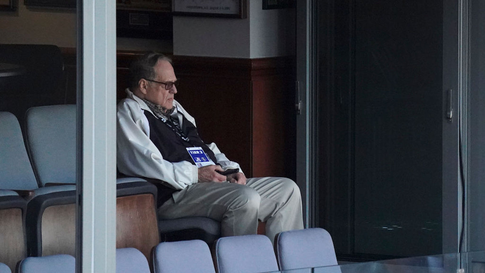 Chairman Jerry Reinsdorf of the Chicago White Sox watches his team play against the Cleveland Indians at Guaranteed Rate Field on May 01, 2021 in Chicago, Illinois.