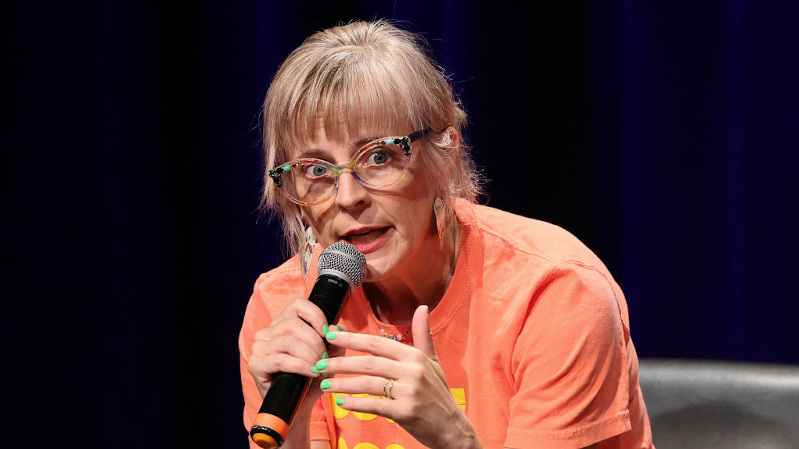 Maria Bamford discusses her memoir "Sure, I'll Join Your Cult" with Phoebe Robinson at Symphony Space on September 05, 2023 in New York City.