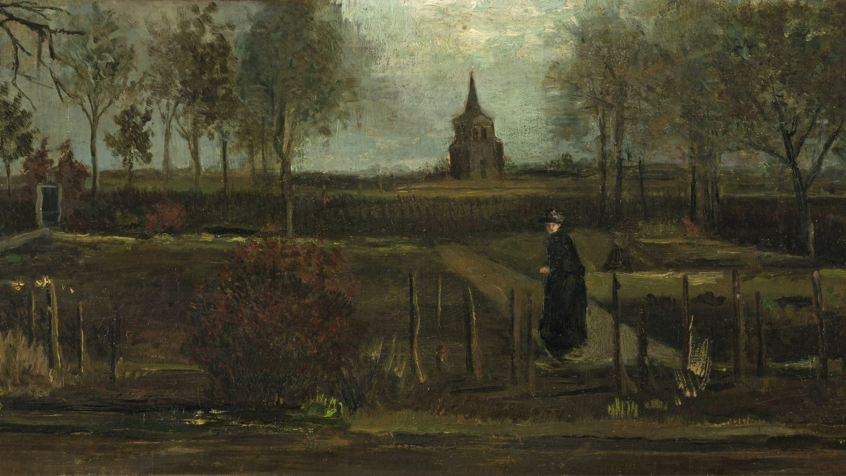 A handout file photo dated 17 October 2013 made available by the Groninger Museum shows the painting "Spring Garden", the rectory garden in Nuenen in the spring by the painter Vincent van Gogh in Groningen, Netherlands. Van Gogh's work was stolen from the Singer Laren museum on 30 March 2020. The painting was on loan from the Groninger Museum. Vincent van Gogh's work "Spring Garden" stolen from the Singer Laren museum, Groningen, Netherlands - 17 Oct 2013