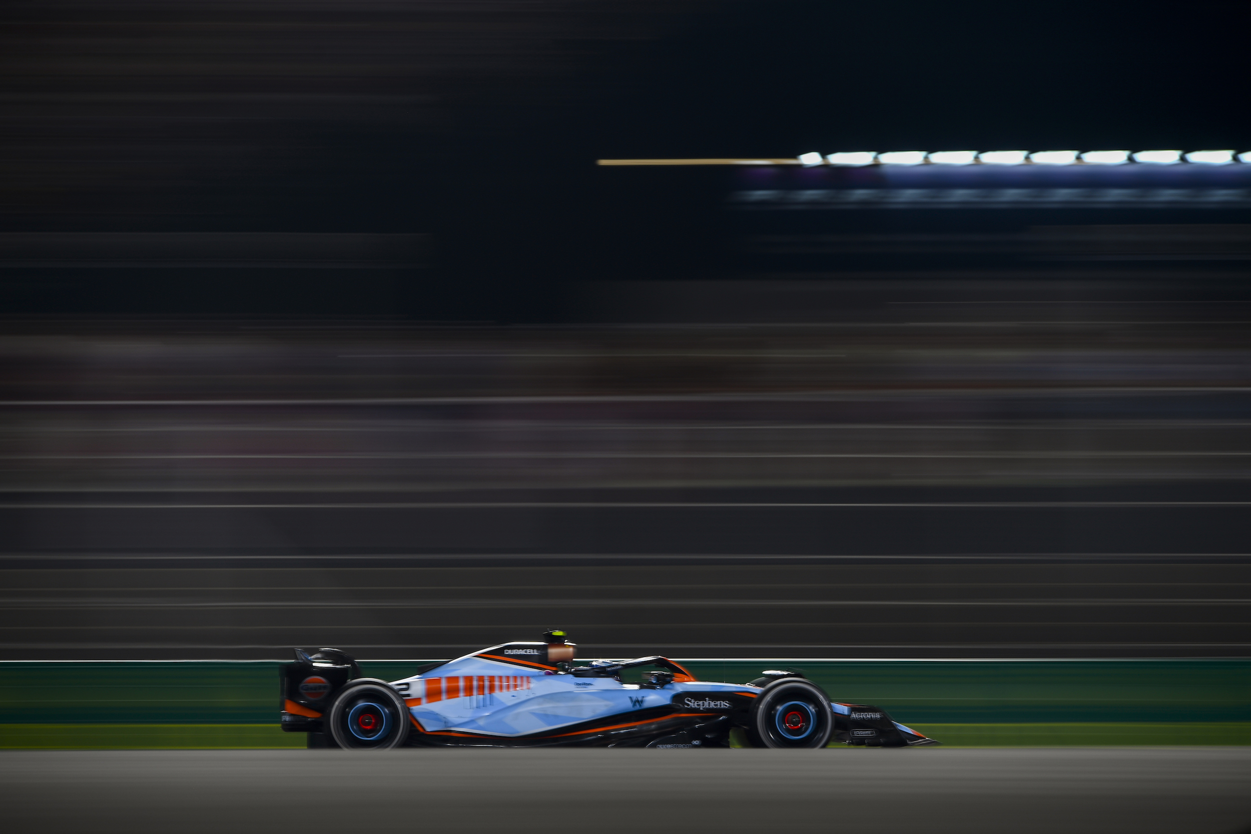 Logan Sargeant drives a Williams car in the Qatar Grand Prix.