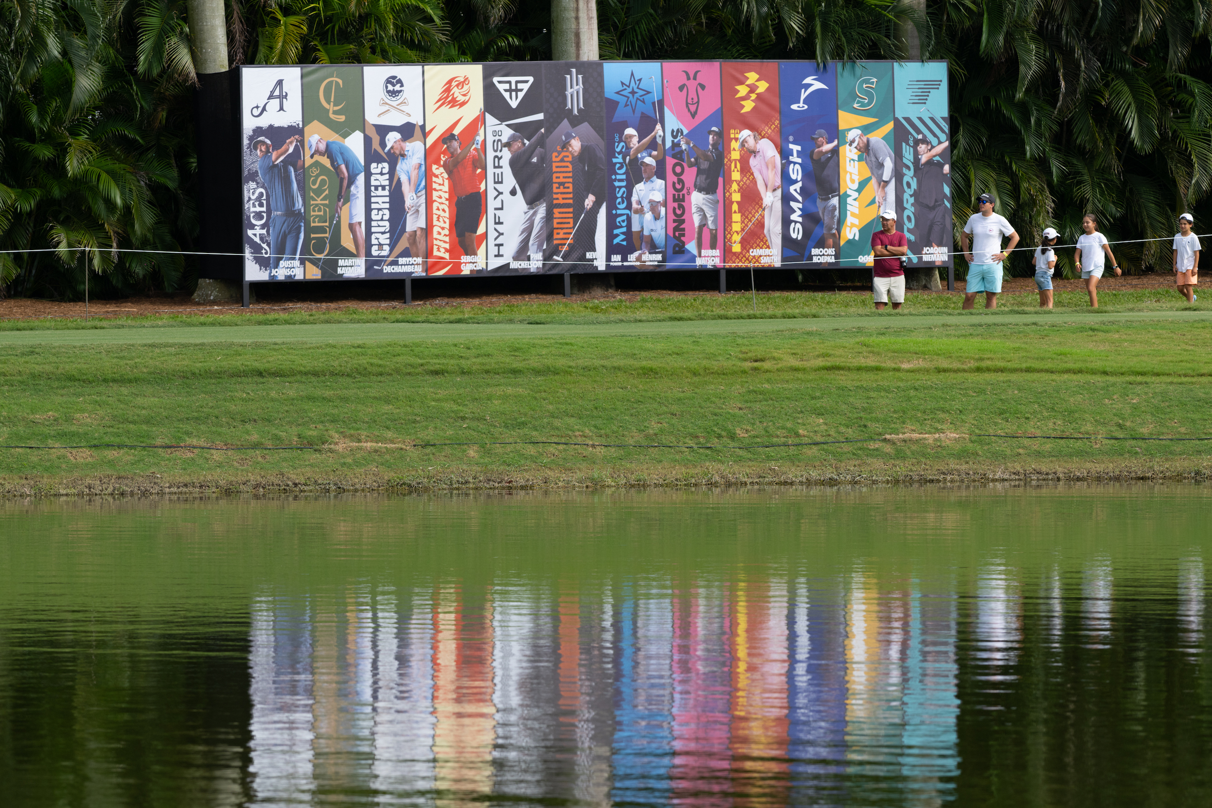 Signage during the LIV Golf Invitational -Miami at Trump National Doral Miami on October 20, 2023 in Doral, Florida.