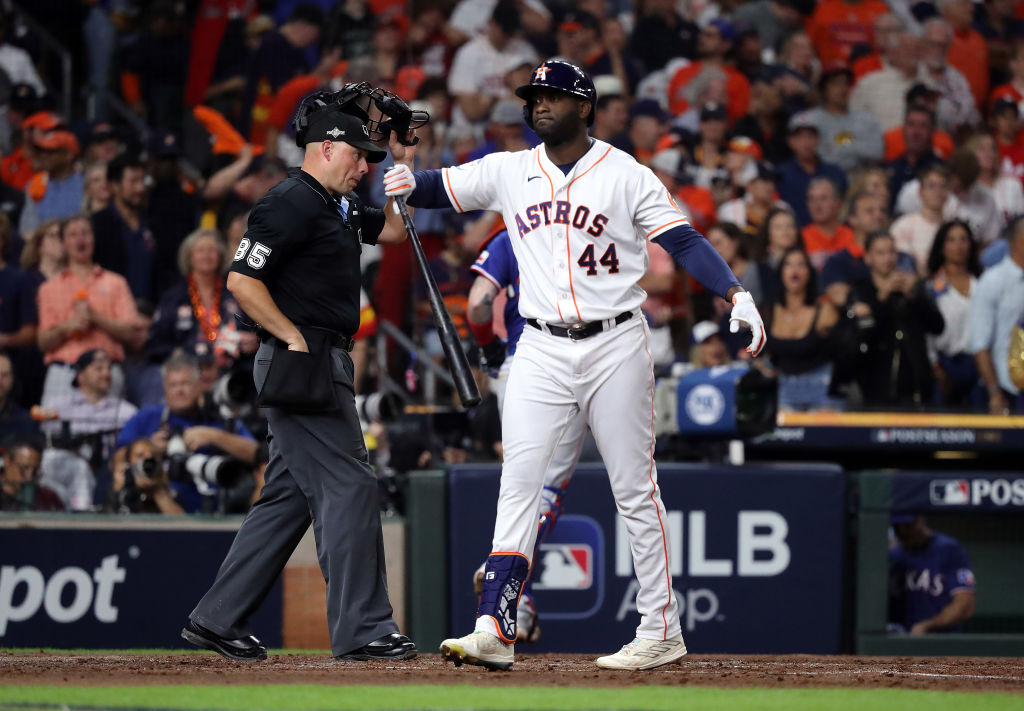 Yordan Alvarez is upset after striking out