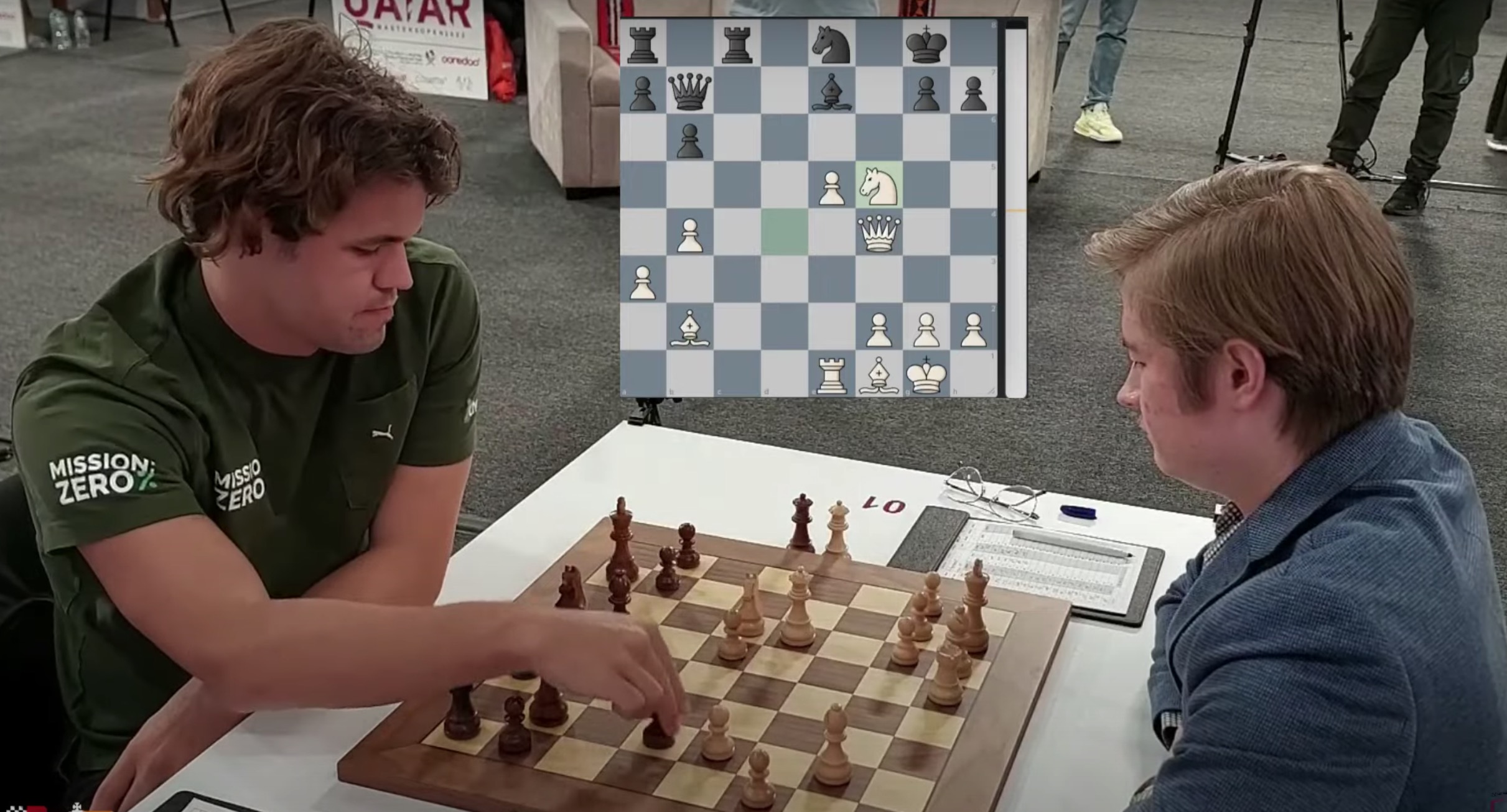 Carlsen has already lost at this point, and he looks visibly agitated