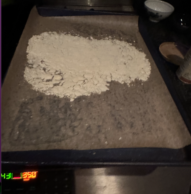 A bunch of flour on a tray