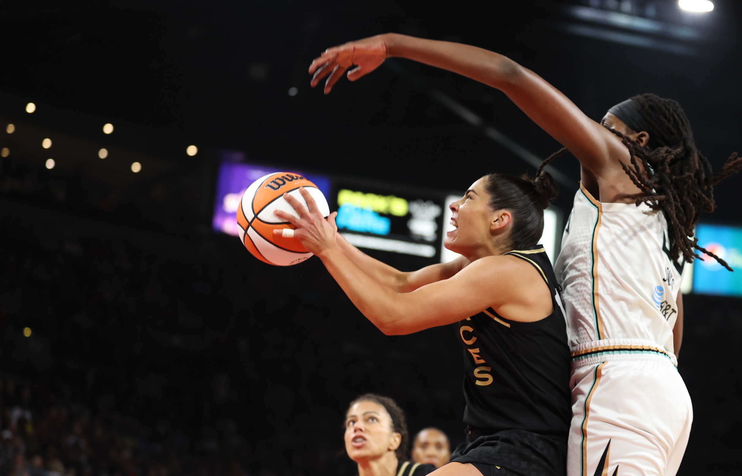 Kelsey Plum attempts a layup in the WNBA Finals