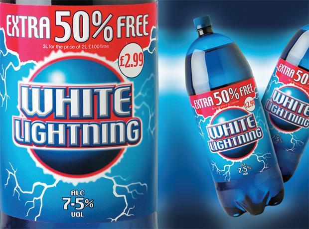 A three-liter bottle of White Lightning cider
