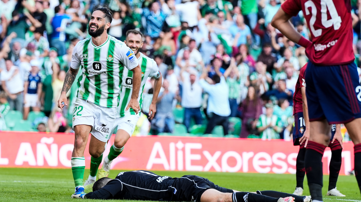 Francisco 'Isco' Alarcon of Real Betis celebrates a goal during the Spanish league, La Liga EA Sports, football match played between Real Betis and CA Osasuna at Benito Villamarin stadium on October 29, 2023, in Sevilla, Spain.