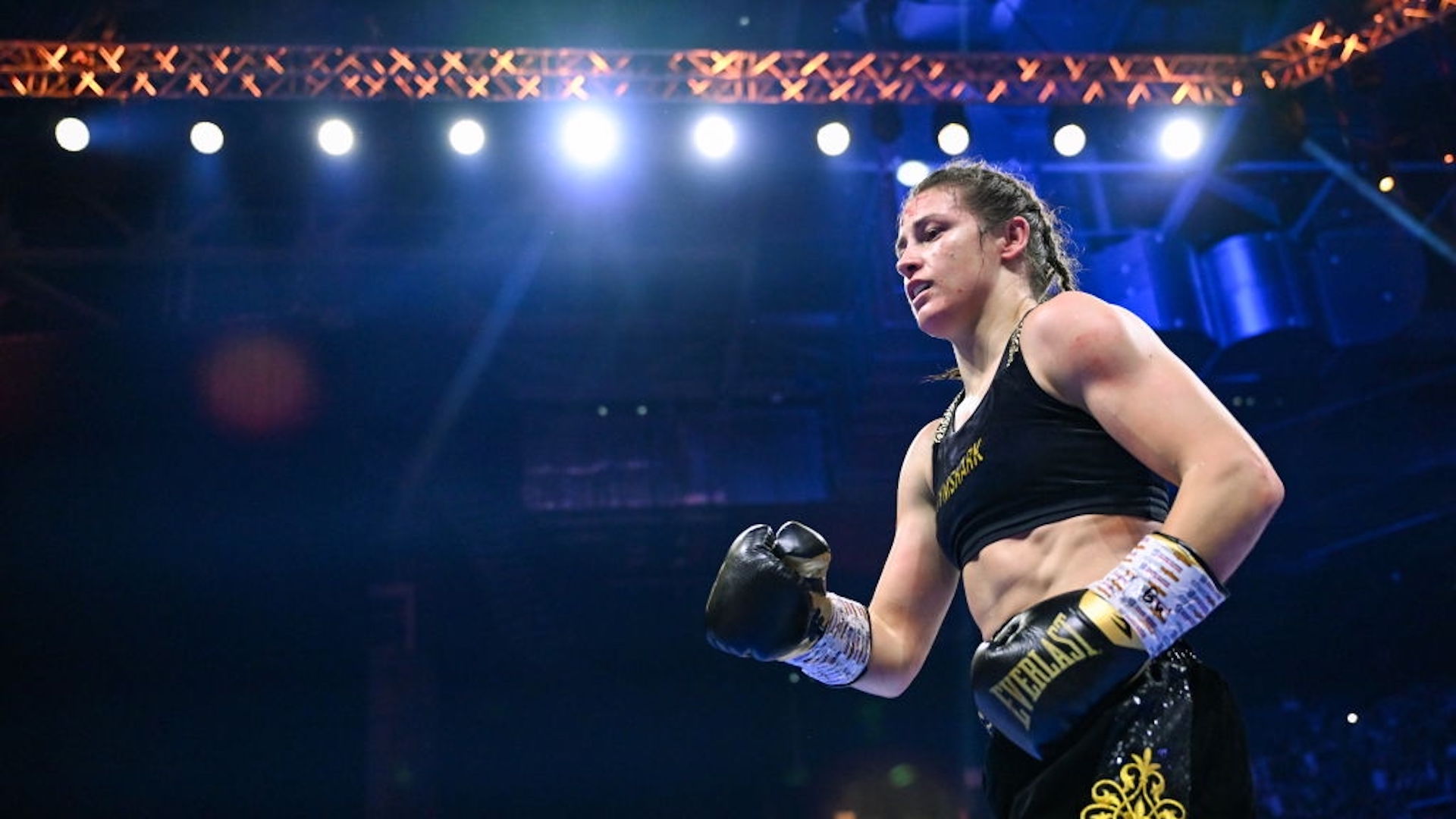Katie Taylor during her undisputed super lightweight championship fight with Chantelle Cameron at the 3Arena in Dublin.