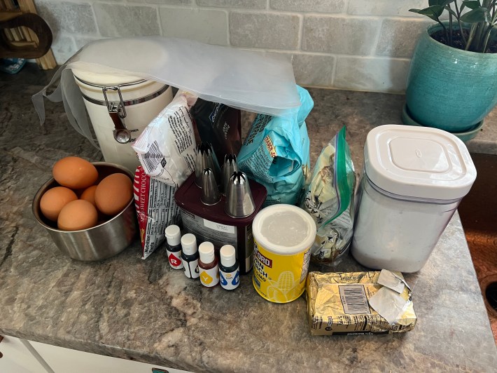 Ingredients arranged on Chris's countertop