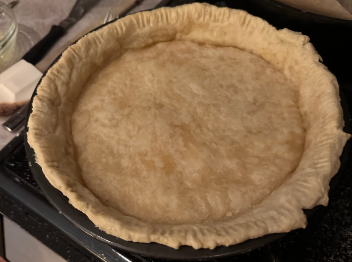 A pie dough that is par-baked
