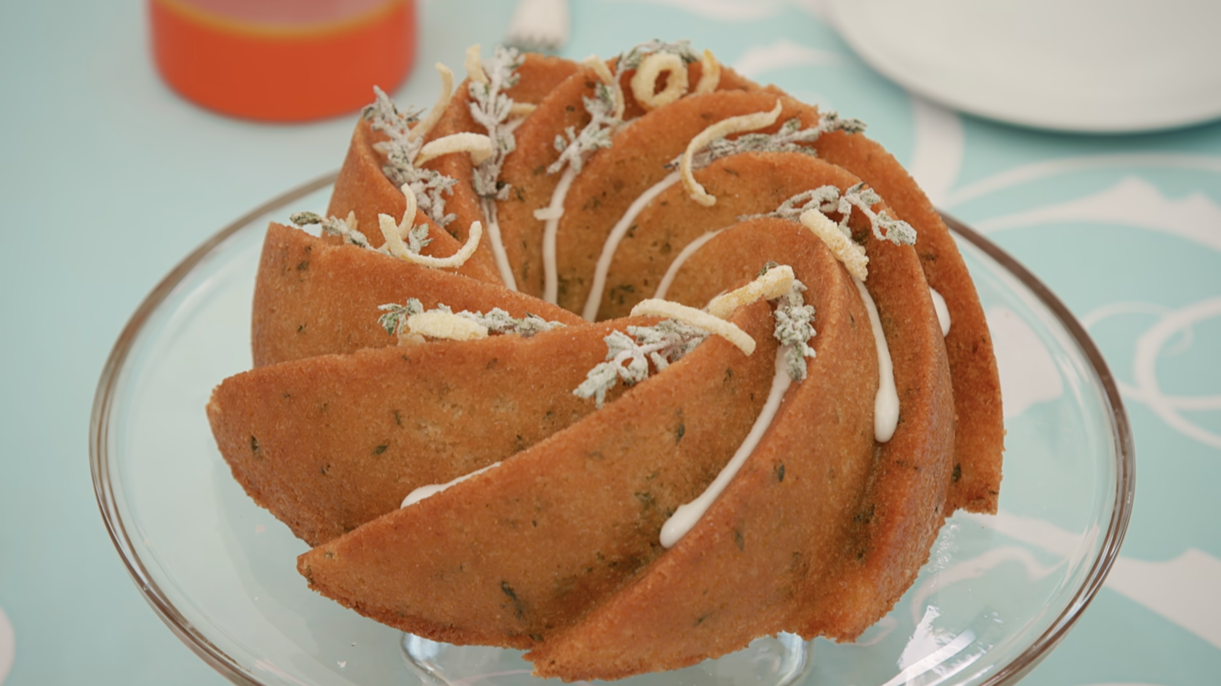 A perfect iced drizzle cake, presented on the show.