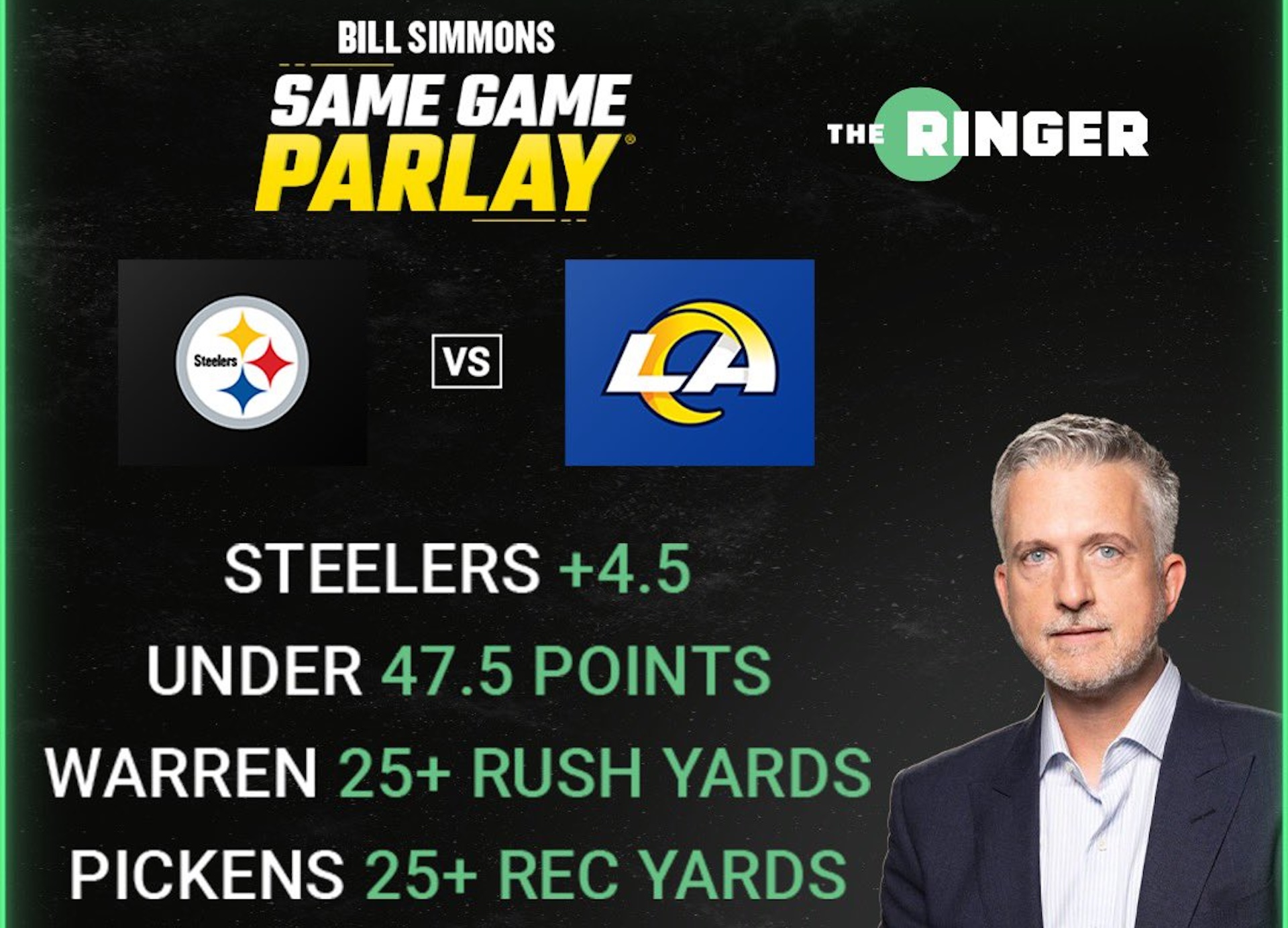 Bill Simmons advertising a same-game parlay.