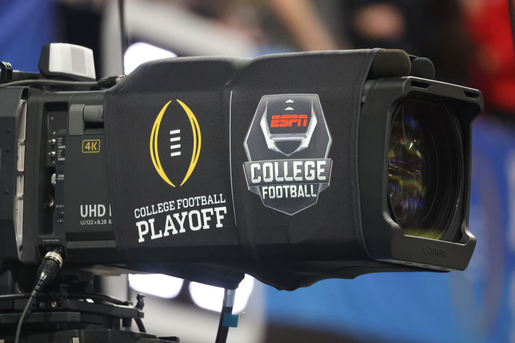 A camera with the college football playoff logo on it
