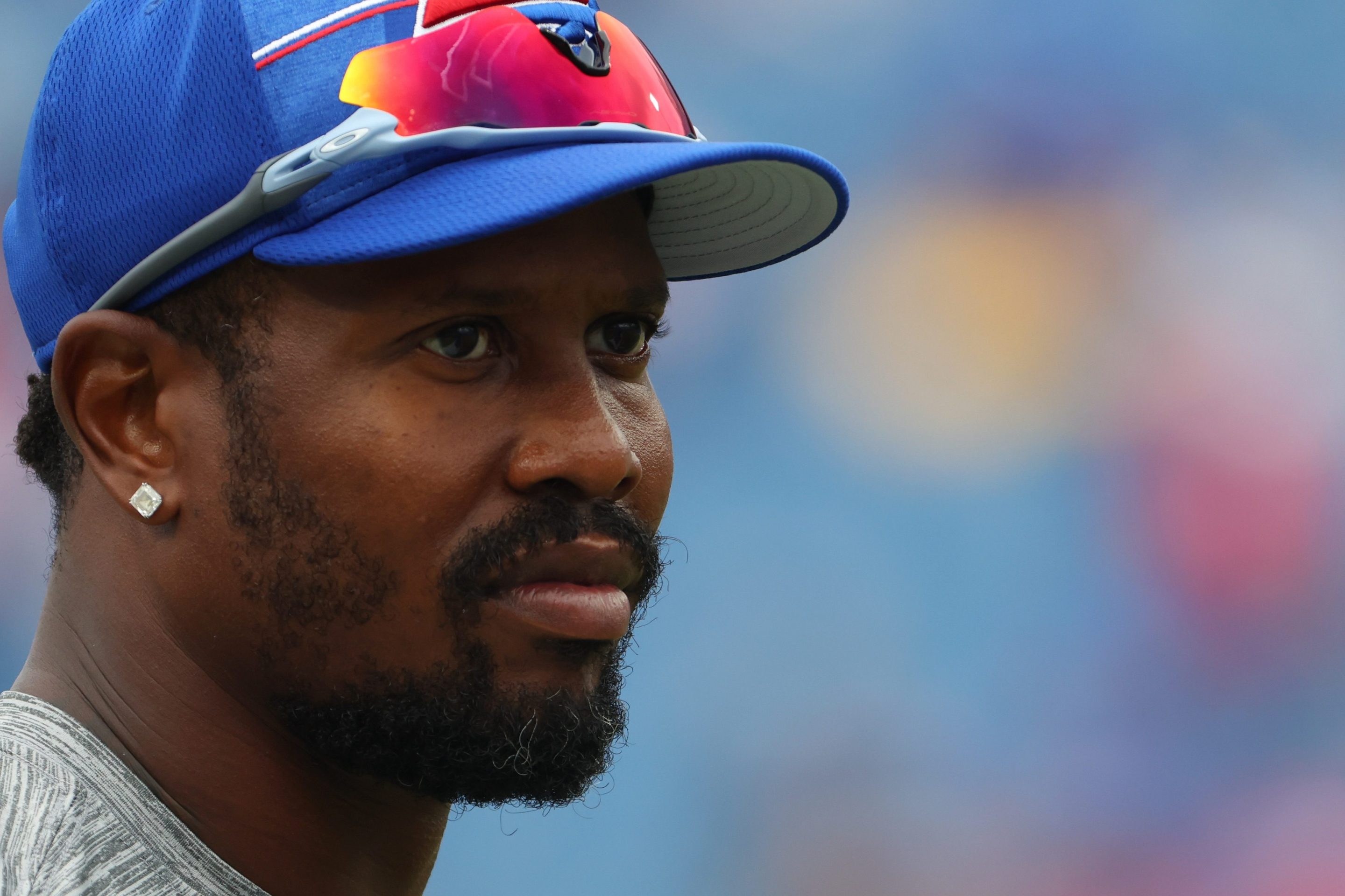 Von Miller #40 of the Buffalo Bills on the field before a preseason game against the Indianapolis Colts at Highmark Stadium on August 12, 2023 in Orchard Park, New York.