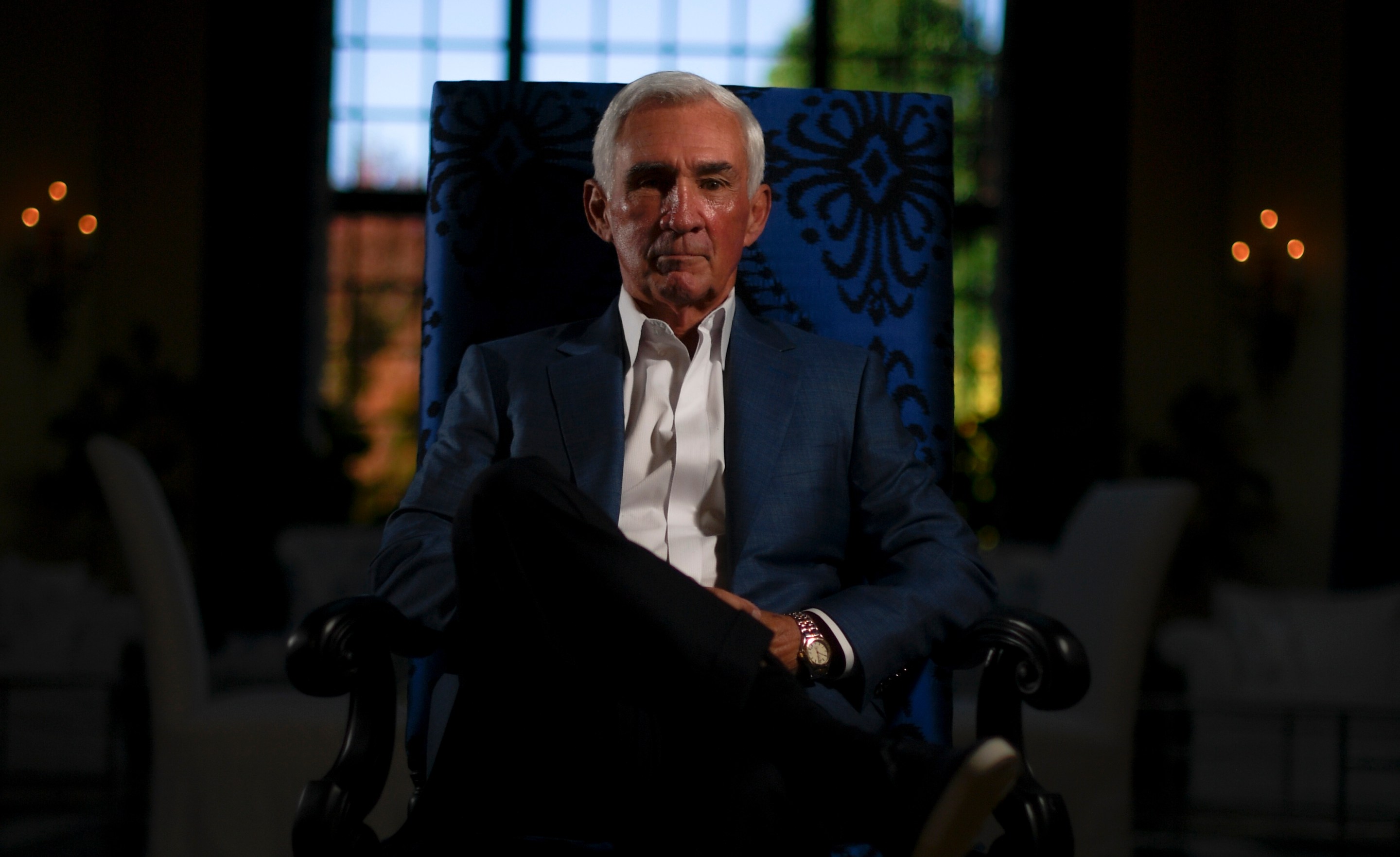 CHERRY HILLS VILLAGE, CO - OCTOBER 13: Former Denver Broncos head coach Mike Shanahan poses for a portrait at his home on Wednesday, October 13, 2021. Shanahan, who won back to back Super Bowls as Denver’s head coach in the 1990s, will be inducted into the team’s ring of fame during the Broncos’ matchup with the Las Vegas Raiders on Sunday. (Photo by AAron Ontiveroz/The Denver Post)